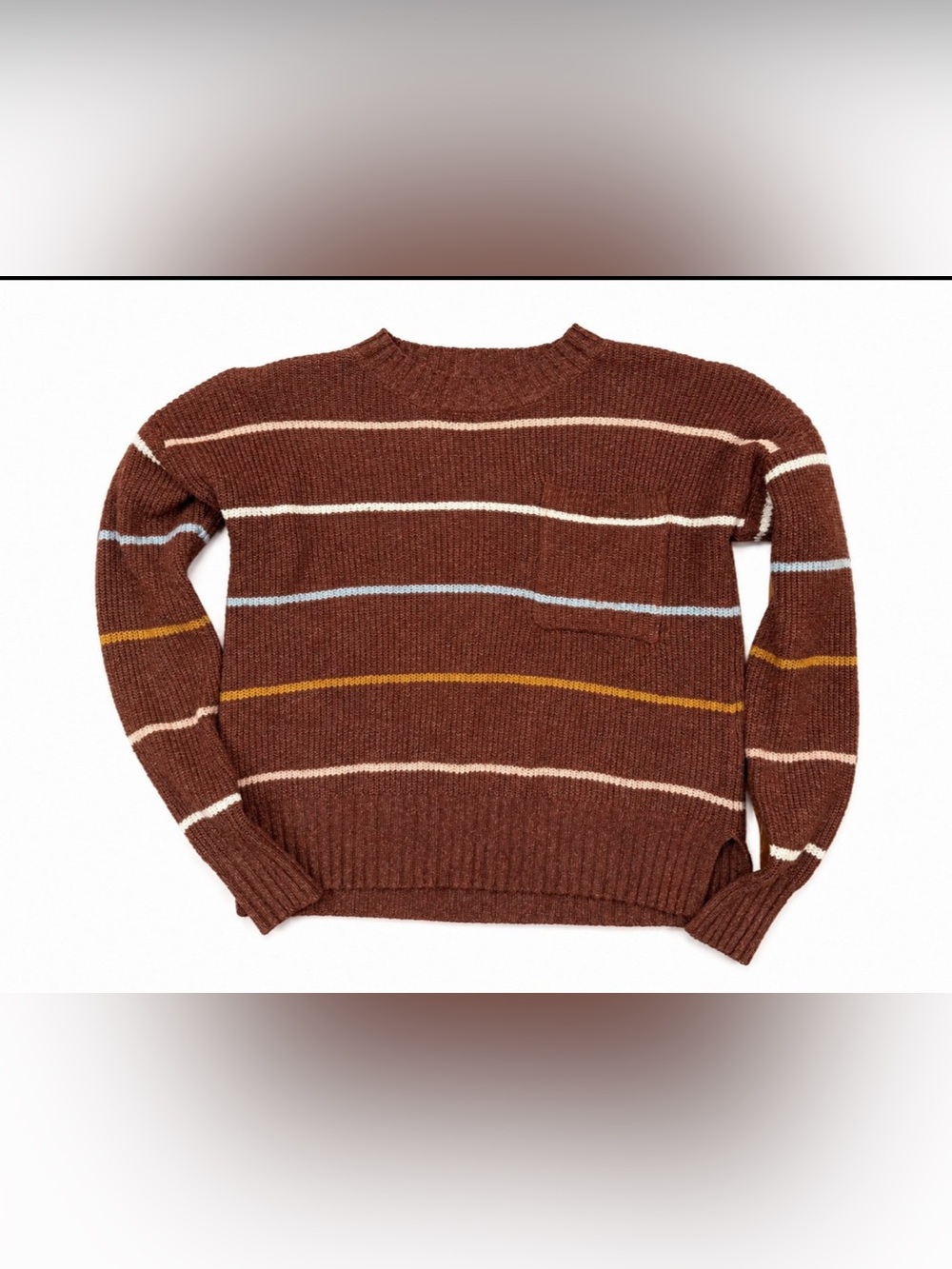 Brown Striped Crewneck Sweater